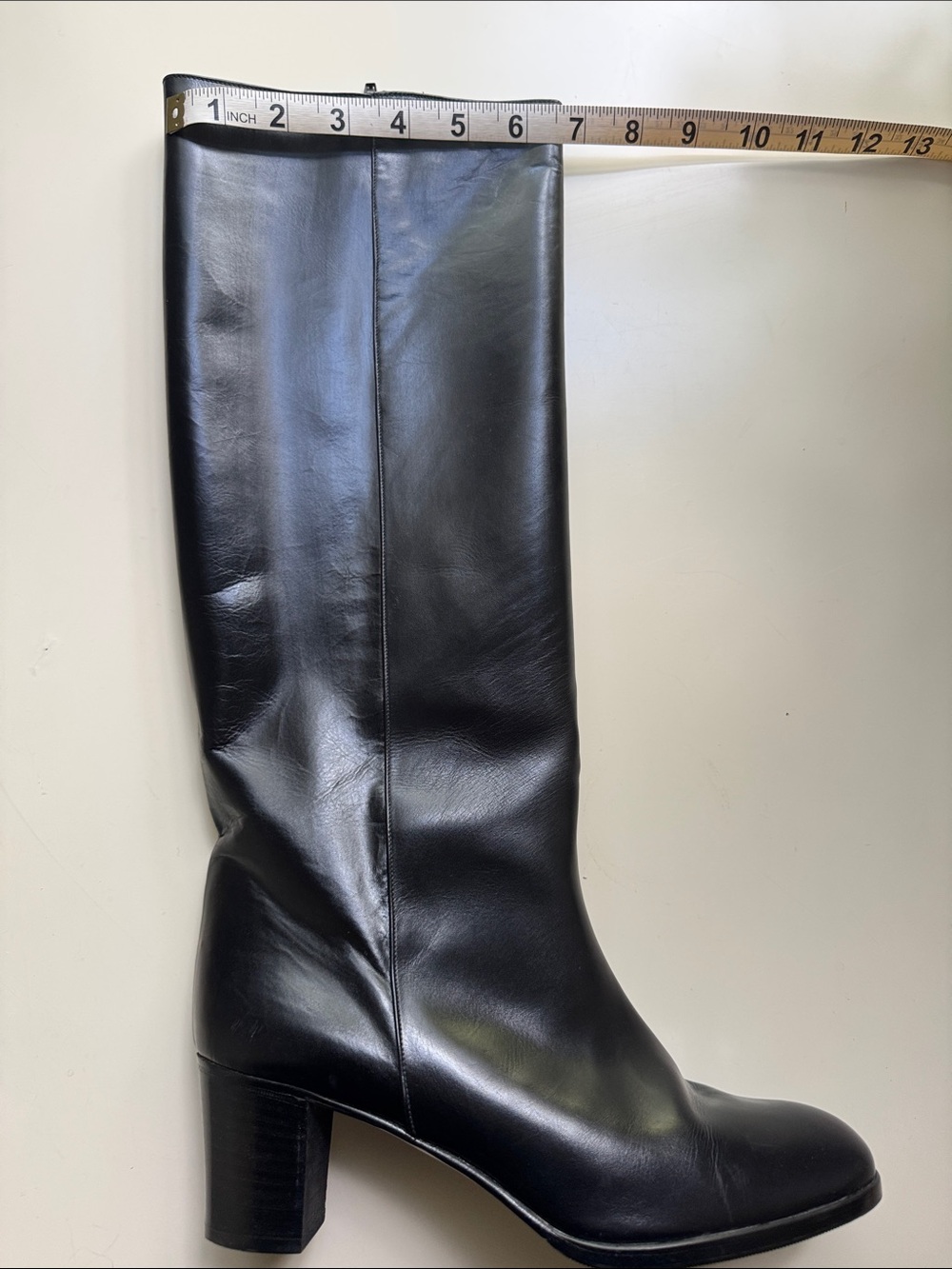Vintage Delman Black Knee-High Leather Boots with Low Heel - Size 39.5 - Picture 11 of 11